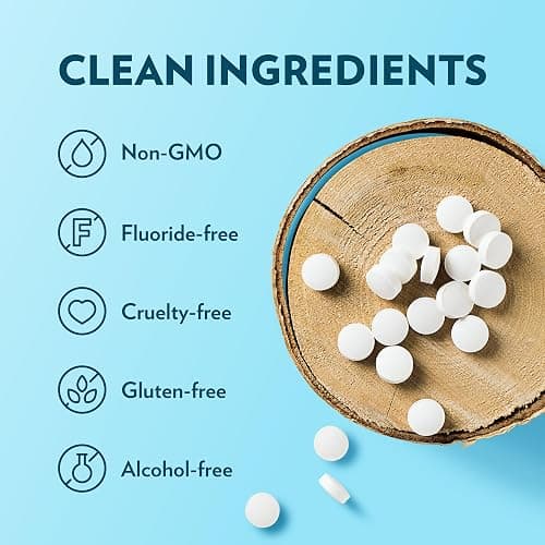 ECOFAM Peppermint Mouthwash Tablets - Chewable Tablet for Fresh Breath Fluoride Free Alcohol Free Travel Size Mouthwash - 90 Tablets thumbnail 3