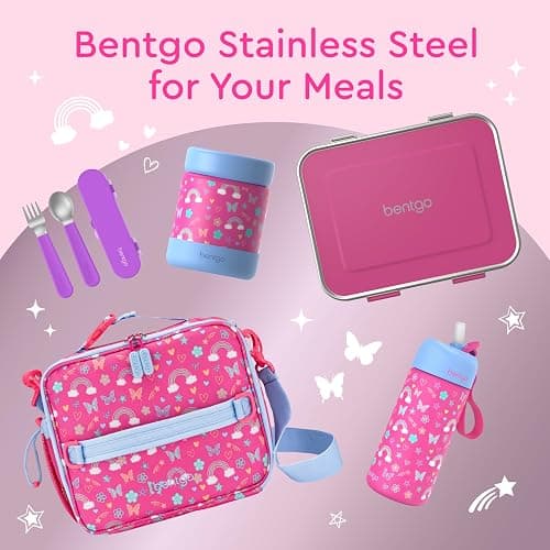Bentgo Kids Stainless Steel Leak-Resistant Lunch Box - 3-Compartments with Bonus Silicone Container, Durable, Eco-Friendly, Dishwasher Safe, BPA-Free, Ideal for School, Ages 3+ (Fuchsia) thumbnail 8