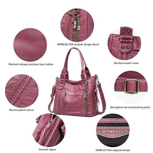 Worldlyda Crossbody Bags for Women Large Tote Soft Leather Purses Washed Y2K Hobo Vintage Handbag Shoulder City Bag thumbnail 3