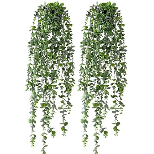 Yarmare Artificial Hanging Plant 2 Pcs Faux Plant Ivy Vine Faux Eucalyptus Vines Fake Potted Greenery for Wall Living Room Home Shelf Office Bathroom Outdoor Indoor Decor (Type 6) thumbnail 7