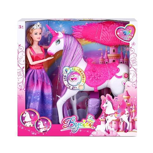 Baljinder Magic Unicorn & Princess Doll, Light-Up Unicorn Toys for Girls 3-6, Christmas Birthday Gifts for Kids Girls Aged 3 4 5 6 7 8 - Image 1