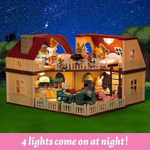 Family Cozy Cabin Doll House Playset, Dollhouse Furniture and Accessories,DIY Cottage Pretend Play Dollhouses, for Toddlers, Boys & Girls thumbnail 4
