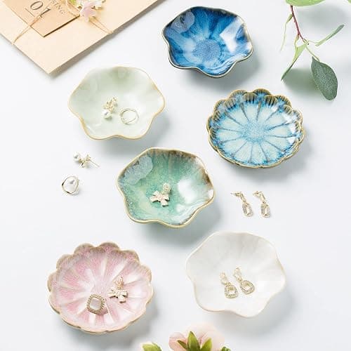 Jewelry Dish Tray, Ring Dish, Ceramic Trinket Tray, Key Bowl, Decorative Plate, for Friends Sisters Daughter Mother(Light Green) thumbnail 2