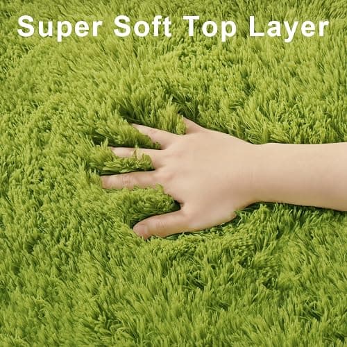Green Grass Area Rugs for Bedroom Living Room, 9x12 Fluffy Fuzzy Shaggy Carpet for Kids Playroom Nursery Room, Thick Soft Plush Mat for Kids Baby Boys Teen Dorm Home Decor Aesthetic thumbnail 3