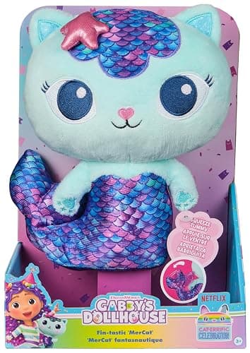 Gabby’s Dollhouse, Fin-Tastic MerCat, Premium Plush Toy, 25cm-Tall Stuffed Animal with Moving Mermaid Tail, Kids’ Toys for Girls & Boys Aged 3+ thumbnail 3