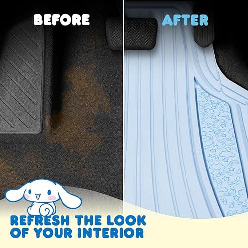 Cinnamoroll Car Mats 4pc Floor Mats for Cars Trucks SUVs Blue Car Floor Mats for Women Men Accessories Rubber Heavy Duty Cute Non-Slip Always Front Rear Hello Kitty Cute Car Accessories Blue thumbnail 6