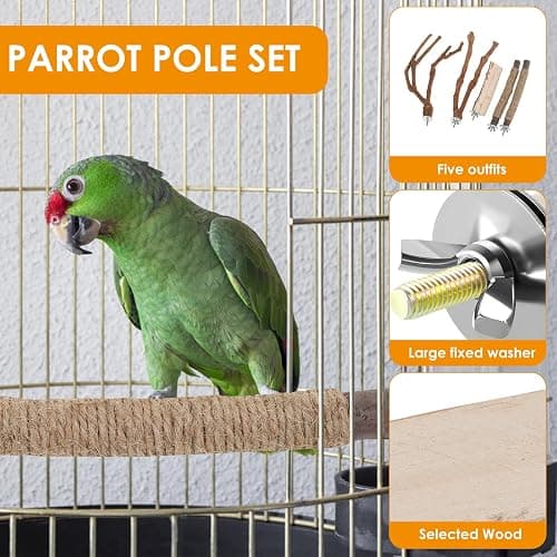 5 Pieces Wood Bird Perch, Natural Wooden Parrot Perches Stand Toys,Practical Hanging Multi-Branch Perch Platform Hammock Swing Toy,Bird Cage Accessories for Macaws Parakeets Conures Budgies Finches thumbnail 3
