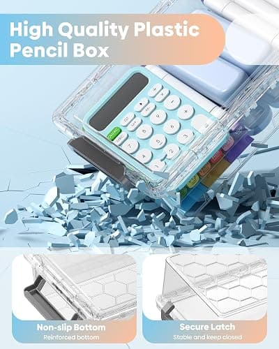 BiuLeon 8 Pack Large Pencil Box Set, Plastic Clear Pencil Case Marker Organizer, Crayon Box Craft Organizers, Stackable Storage Containers with Lid for Pen, Art and Craft Supplies(Grey) thumbnail 4