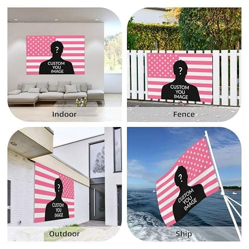 JJWWAMAP Custom Pink American Flag 2x3 3x5 4x6 5x8FT. Custom Design Your Photo Text. Personalized Flag Banner Tapestry For Indoor Outdoor Bedroom Decorating Gifts thumbnail 7