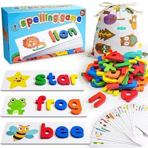 BEESTECH Alphabet ABC Learning Educational Toys for 3 4 5 Years Old Boys Girls, Wooden Puzzle Flash Cards Preschool Activity Letter Matching Games for Kids Toddlers - Image 1