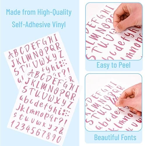 Mr. Pen- Glitter Letter Stickers, 1 Inch, 8 Sheets, 576 pcs, Pink, Self Adhesive Glitter Letters and Numbers, Vinyl Alphabet Stickers thumbnail 3