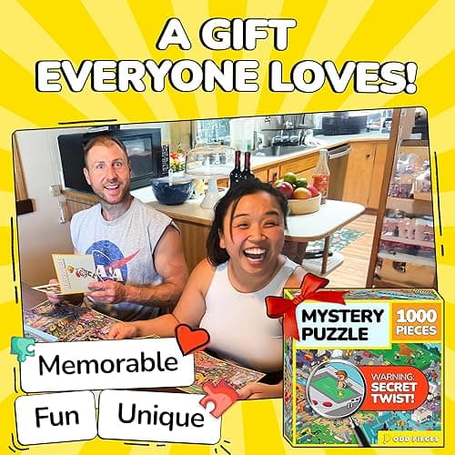 Odd Pieces Jigsaw Puzzles 1000 Pieces with Storytelling Comics, for Women, White Elephant, Mystery Puzzle for Adults & Kids - 19.7'' x 27.6'' Frameable Magic Puzzle Art (Glitch) thumbnail 6