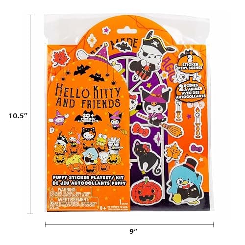 Hello Kitty and Friends Halloween Puffy Playset, Includes 30+ Stickers, 2 Play Scenes, Reusable for Kids thumbnail 3