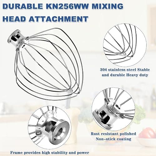 Whisk Attachment for Kitchen Aid 6 Qt Bowl-Lift Stand Mixer, Stainless Steel 6-Wire,Replace KN256WW,for Professional 6 & 600, KD26,KP26,KL26,KT26,KV25 by TOMOON thumbnail 5
