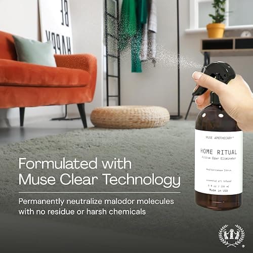 Muse Apothecary Home Ritual Active Odor Eliminator Spray - Furniture Deodorizer Spray & Bathroom Odor Eliminator for Home - Essential Oil Air Freshener - 4oz, Lavender Fields thumbnail 3