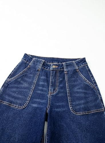 Sidefeel Womens Wide Leg Jeans High Waisted Stretchy Straight Leg Baggy Denim Pants with Pockets thumbnail 6
