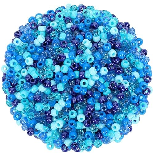 UPINS Blue Pony Beads, 1200Pcs Glitter Blue Pony Beads Bulk for Crafts Hair Hanukkah Friendship Winter Holiday Party Decoration Supplies - Image 1