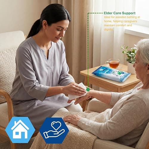 MED PRIDE Hospital Wipes for Bathing, Waterless Rinse Free Bath Wipes for Adults, Microwavable Soft Thick, 12 Packs (96 Count), Aloe Vera thumbnail 6