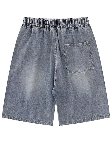 Sunidol Women's Y2K Star Denim Shorts Elastic Waist Summer Casual Loose Straight Baggy Jeans Shorts Jorts with Pockets thumbnail 4