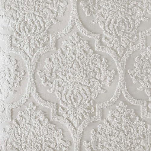 Madison Park Tufted Chenille 100% Cotton Duvet- Modern Luxe All Season Comforter Cover Bed Set with Matching Shams, King/Cal King(104"x92"), Damask Off White 3 Piece thumbnail 8