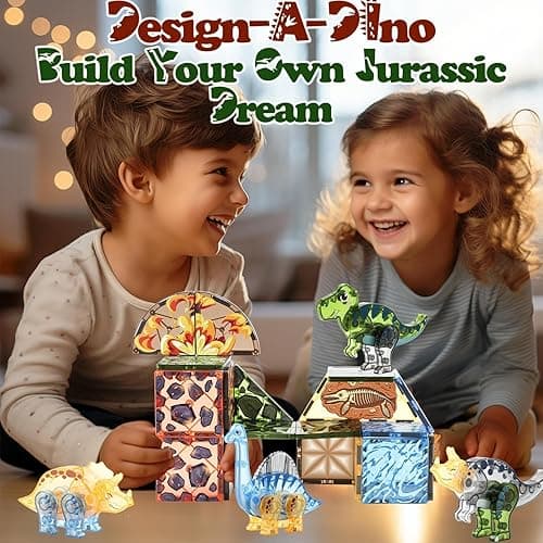 Magnetic Tiles Dinosaur Toys for Kids 3-5 5-7 Magnet Building Blocks Toddler Toy Dinosaurs - 3 Year Old Boy Gift STEM Learning Resources for Kids Ages 3 4 5 6 7 8 Gifts for 4 Year Old Boys thumbnail 3