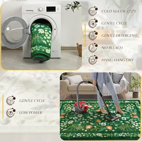 Rtizon Area Rugs for Living Room, Non-Slip 4x6 Washable Rug for Bedroom,Vintage Floral for Entryway Office Kitchen Dining Room, Green thumbnail 3