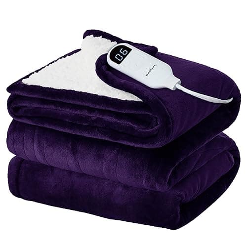 Bedsure Electric Blanket Full Size - Soft Flannel Heated Blanket Full, GentleSoft Fast Heating with 10 Time Settings & 6 Heat Settings, Warm Gift for Grandma (72x84 inches, Purple) thumbnail 9