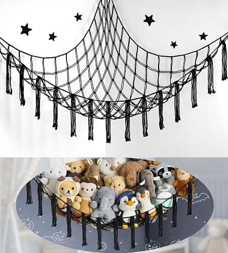 Stuffed Animal Storage Hammock or Net Corner - Large Toy Hammock Net for Stuffed Animals Room Decor - Cute Stuff Animal Organizer Plush Holder - Kids Baby Nursery Essentials Wall Bedroom Home Decor - Image 1
