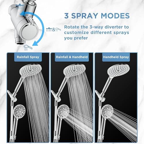 MakeFit Dual Filtered Rain Shower Head Combo, Handheld Shower Head with Adjustable Bar - Rainfall Shower Head And Showerhead with Filter for Hard Water - Removes Chlorine thumbnail 5
