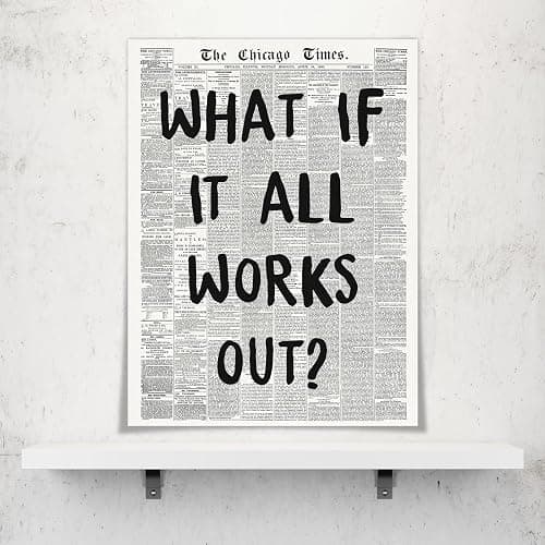 zphvaqd Trendy Newspaper Canvas Wall Art，What If It All Works Out Print，Black and White Poster，Fashion Home Decor for Bathroom Teen Room 12 x 16 in Unframed thumbnail 8
