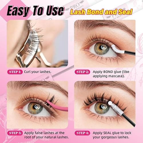 PRO LASHBEAUTY Lash Cluster Glue Clear Lash Glue Remover Kit Lash Bond and Seal Waterproof, Long Lasting 7 Days 10S Removal Eyelash Glue Remover No Residue(Clear Bond & Seal+Remover) thumbnail 6