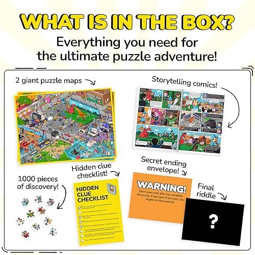 Odd Pieces Jigsaw Puzzles 1000 Pieces with Storytelling Comics, for Women, White Elephant, Mystery Puzzle for Adults & Kids - 19.7'' x 27.6'' Frameable Magic Puzzle Art (Glitch) thumbnail 5