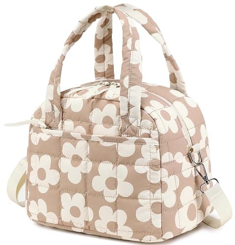 LEDAOU Quilted Insulated Lunch Bag for Women, 9L Puffy Lunch Tote with Adjustable Shoulder Strap, Reusable Water-Resistant Lunch Box for Work, School, Picnic & Travel - Image 1