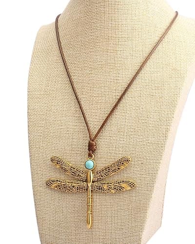 Bjesinmo Boho Necklaces for Women Long Wooden Pendant Vintage Necklace | Bohemian Long Necklaces Chunky Boho Pendant Necklace for Women Sweater Chain Necklace Handmade Statement Hippie Jewelry thumbnail 2