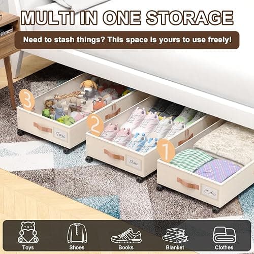 Under Bed Storage with Wheels (2 PACK) thumbnail 4