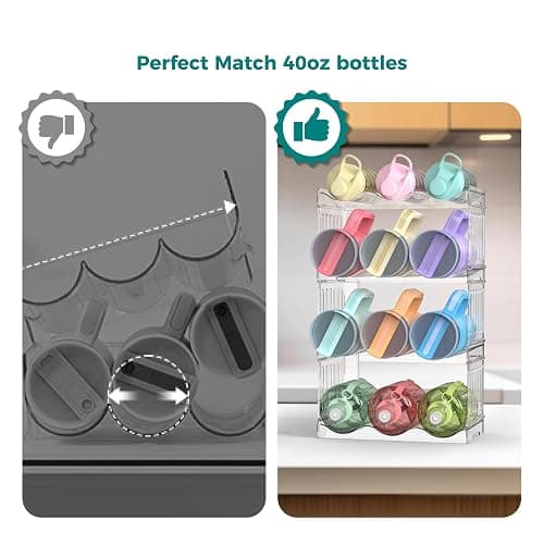 Yuvslo Water Bottle Organizer 4-Tier Set - Heavy Duty Stackable Holder for 40oz Stanley Tumblers & Wine Bottles, Drainable Kitchen Rack, Easy to Clean (Gift Idea) thumbnail 3