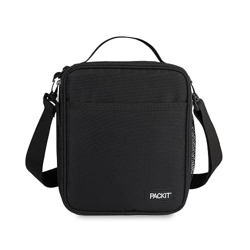 PackIt Freezable Crossbody Lunch Box, Black, Technology, Fully Freezable, Collapsible, Reusable, With Top Handle, Front Slip Pocket. Effortlessly Carry, Fresh Every Time - Image 1