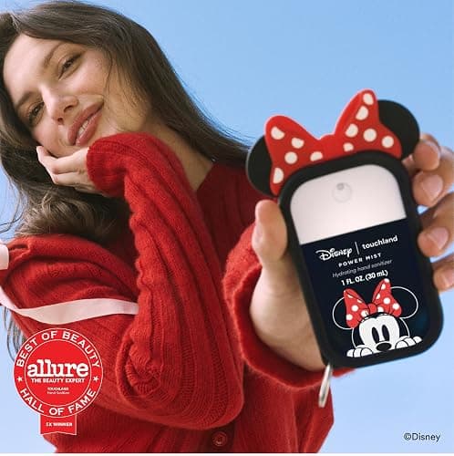 Touchland Disney x Minnie Mouse Hand Sanitizer & Case Set Travel Size | TSA ready Power Mist with skincare benefits. Disneyland-ready collectible bag charm case with Vanilla Blossom scent. thumbnail 5