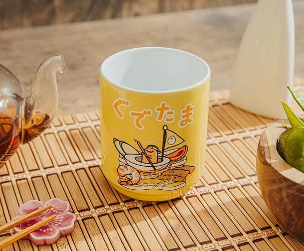 Silver Buffalo Sanrio Gudetama Sailing On Ramen Asian-Style Ceramic Tea Cup | Traditional Japanese-Inspired Mug Without Handle | Holds 9 Ounces thumbnail 6
