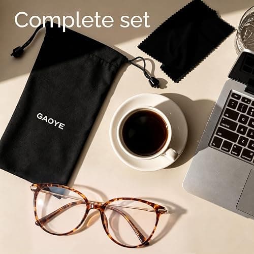 Gaoye Round Blue Light Blocking Glasses | UV400 Protection, Round TR90 Frames, Metal Arms, Matching Soft Case, Tea Leopard thumbnail 7