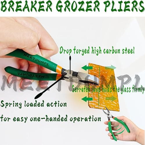 Stained Glass Kit，Stained Glass Supplies，Glass Cutters Tools,Heavy Duty Glass Running Pliers，Wheeled Glass Nippers，Breaker Grozer Pliers，Glass Cutter，for Stained Glass,Mosaics,Fusing,Breaking (7) thumbnail 5