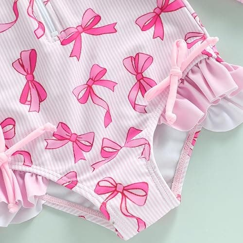 kacubwyy Toddler Girls Swimsuit Rash Guard Long Sleeve Baby Girl Bathing Suit One Piece Swimwear Little Kids Beach Outfit thumbnail 7