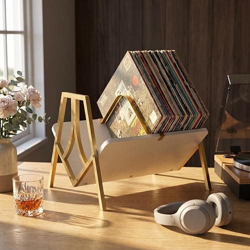 ZEXVIDA Vinyl Record Storage Rack for 50 LPs, Vinyl Record Album Holder Heavy-Duty Record Storage Shelf with Handles, Record Holder, Multi-Purpose Organizer thumbnail 5