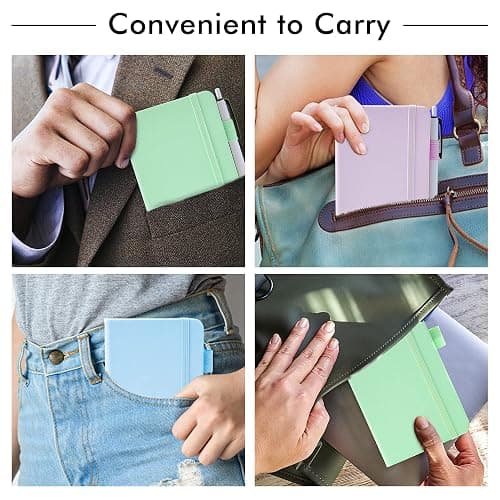 feela 3 Pack Pocket Small Notebook Journals, Mini Cute Hardcover College Ruled Notepad Women Office Supplies, with 3 Black Pens, 3.5”x 5.5”, A6, Pastel Colors, Light Blue, Light Purple, Light Green thumbnail 5