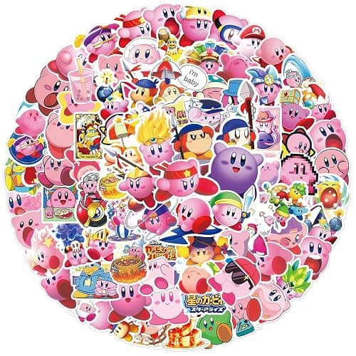 100PCS Cartoon Kirby Stickers for Kids,Vinyl Waterproof Decal for Water Bottle Laptop Toy Sticker for DIY Decorate Bumper Phone Hard Hat Kids Teens Gifts (Kirb) thumbnail 2