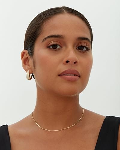 PAVOI 14K Gold Plated Statement Huggie Earrings for Women, Dome Hoops | Hypoallergenic Earrings with 925 Sterling Silver Posts, Dome Gold Hoop Earrings thumbnail 5