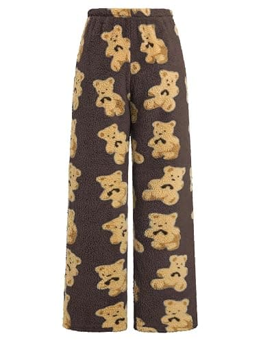 ZAFUL Women's Fuzzy Plush Pajama Pants Drawstring Elastic Waist Wide Leg Teddy Pj Bottoms Lounge Pants thumbnail 3