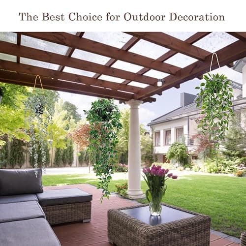 Artificial Hanging Plants 3Pcs Potted Greenery Decor - Grey Eucalyptus Mandala Snow Pea Vine in Pot Plants for Office Farmhouse Home Indoor Outdoor Decor thumbnail 2