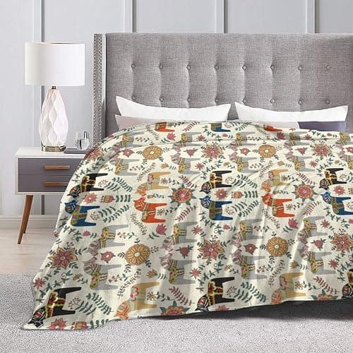 Swedish Dala Horses Throw Blanket Soft Fleece Blanket Men Women Gift for Kids Boys Girls for Party Couch Sofa Bed Deco Blankets 50x40 thumbnail 3