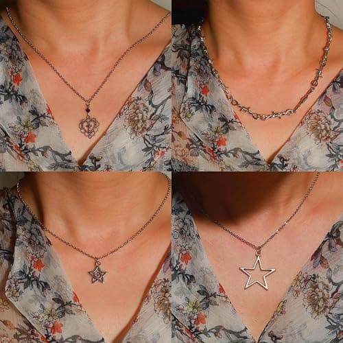 LIRUNQIN 12PCS Y2K Style Necklace Set - Grunge Emo Gothic Accessories, Vintage Silvery Jewelry, Star Necklace for Kawaii Clothes & Y2K Aesthetic thumbnail 4